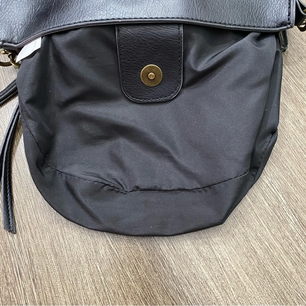 Faux Leather Black Boho Crossbody Bag